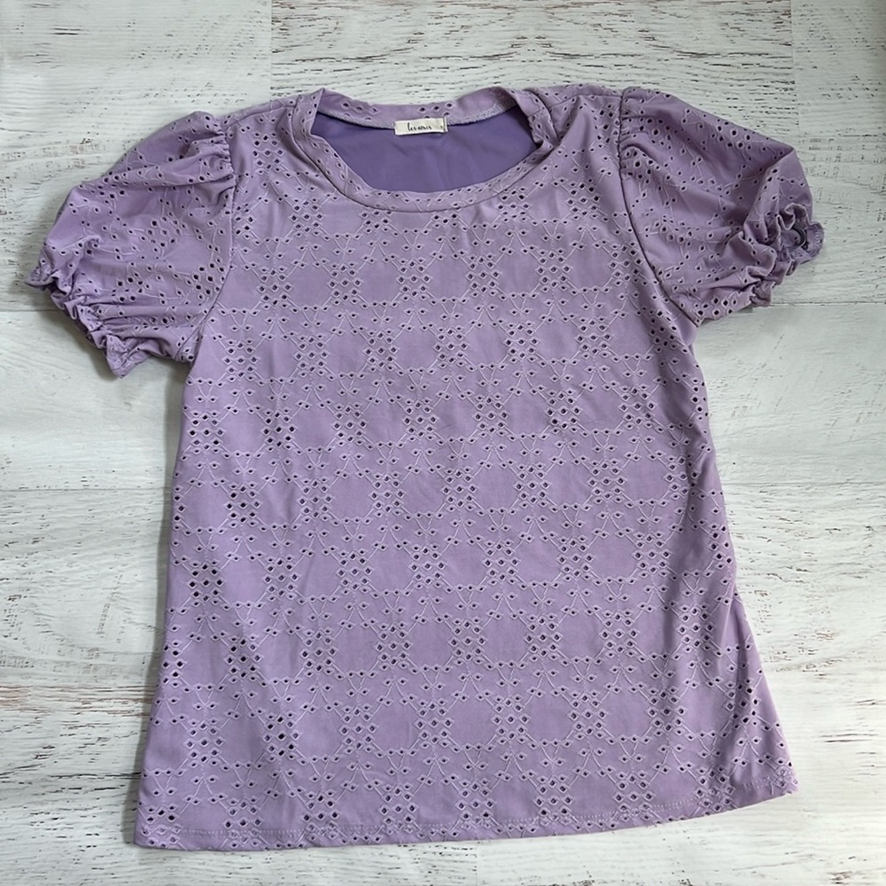 Les Amis The Sara Puff Sleeve Top in Lilac SMALL